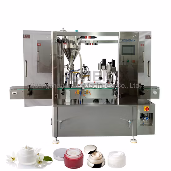Honemix Rotary Cosmetic Cream Paste Jar Filling Machine Kleine automatische Flaschenfüll- und Verschließmaschine Preis Glass Jar Filler Packing Line